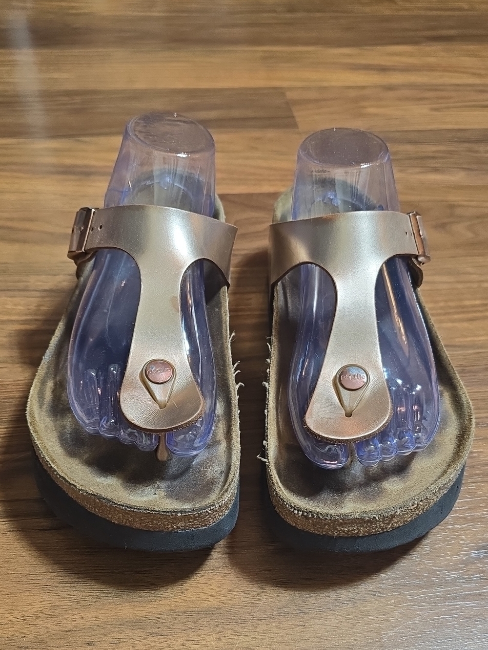 Papillio Birkenstock Gizah Metallic Rose Gold Thong Platform Sandals